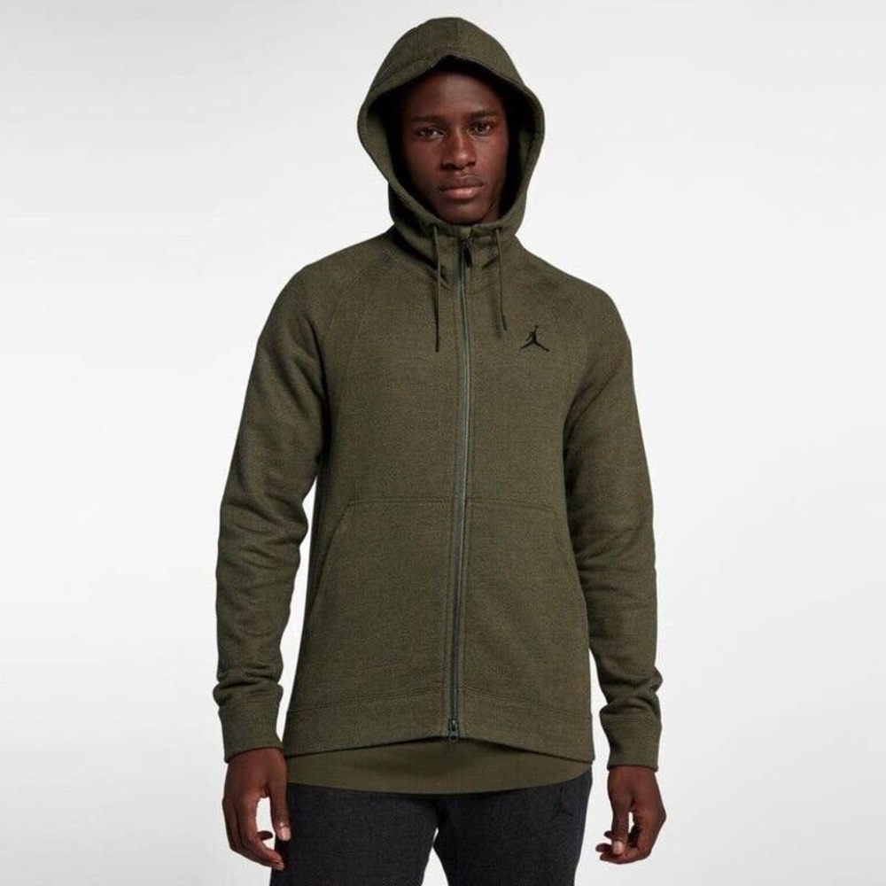 Nike Air Jordan Men's Full Zip Up Green Hooded Jacket Nike
